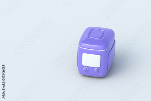 Pressure cooker on light grey background. Automatic multicooker. Smart pot. Kitchen appliance. Copy space. 3d render