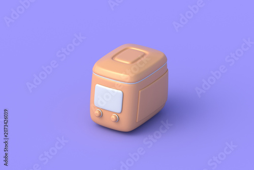 Pressure cooker on violet background. Automatic multicooker. Smart pot. Kitchen appliance. 3d render