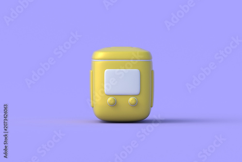 Pressure cooker on violet background. Automatic multicooker. Smart pot. Kitchen appliance. 3d render
