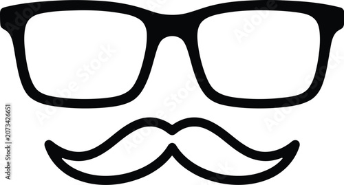 Fotografie Silhouette of glasses and mustache face accessory for photo booth props or party