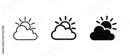 Weather icon set vector illustration for digital UI design with sun rain cloud snow wind storm forecast symbols for mobile and web applications interface graphics