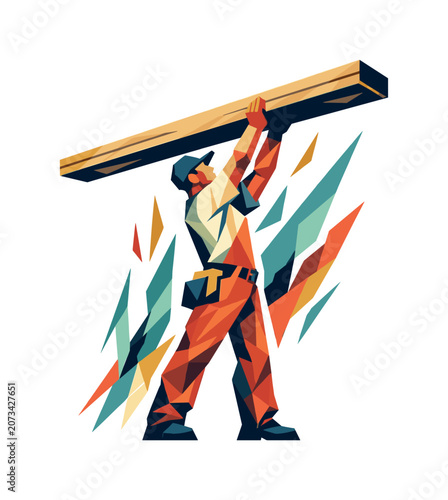carpenter plank lift, the action escalation showing the plank being raised steadily as the carpenter extends the legs and arms