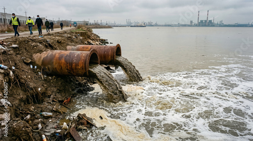 Water pollution from untreated industrial effluents.