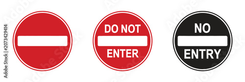Tableau sur toile No entry sign vector illustration featuring prohibition symbol icons for restric