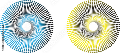 Modern Circular Vortex Collection Featuring Geometric Spiral Rings and Radial Dot Pattern Vector Design