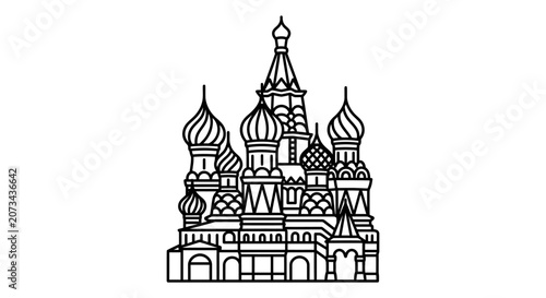 A simple black and white line drawing of a traditional cathedral