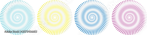 Modern Circular Vortex Collection Featuring Geometric Spiral Rings and Radial Dot Pattern Vector Design