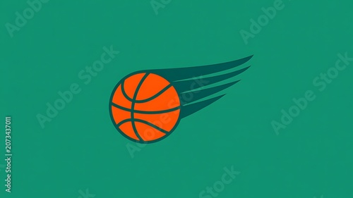 Basketball, orange ball, green background, sports logo, athletic icon