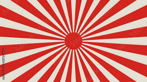 Vibrant red, white sunburst pattern, rays background, abstract design