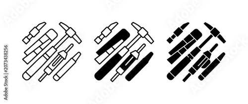 Canvastavla Mining Tools Icons, Geology Equipment Set, Prospecting Gear Collection