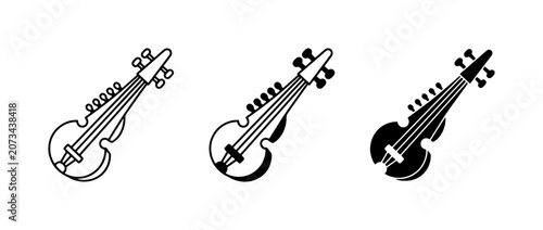 Obraz na płótnie Indian Sarangi Icons, String Instrument Vector Graphics, Musical Symbols