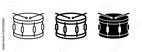 Konstfotografi Drum Icons Set: Snare Drum, Marching Drum, Percussion Vector Graphics