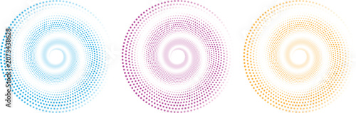 Modern Circular Vortex Collection Featuring Geometric Spiral Rings and Radial Dot Pattern Vector Design
