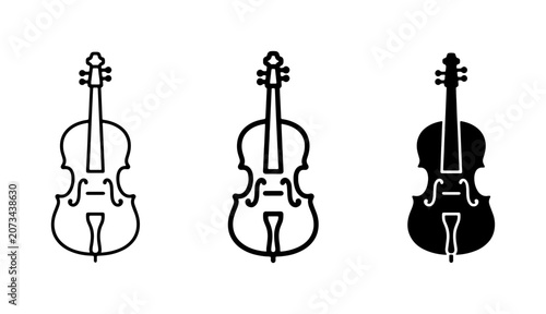 Tableau sur toile Violin Icons Set: Classic String Instrument Illustrations, Silhouette