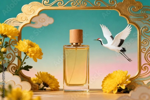 Elegant Perfume Bottle with Chinese Cultural Decor