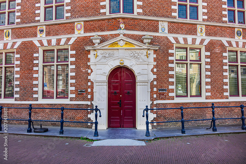 Monumental Statenlogement beautiful historic building from Dutch renaissance period; was built in 1613 with double stepped gables. Hoorn, the Netherlands.