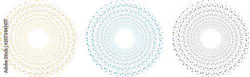 Abstract Halftone Dot Gradient Pattern Collection, Seamless Horizontal Dotted Texture Vector Template