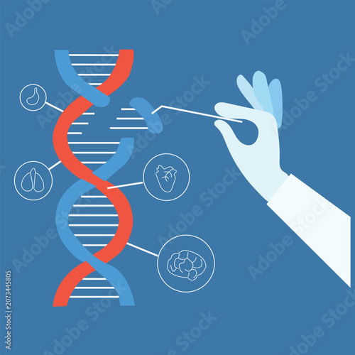 DNA sequencing biotechnology healthcare innovation vector medical research illustration