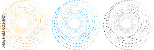 Geometric Circular Motion Vector Set with Twisted Ring Patterns and Dynamic Dot Swirl Illustrations