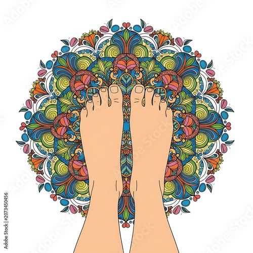 Colorful floral pattern on white fabric dress.