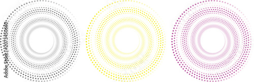 Geometric Circular Motion Vector Set with Twisted Ring Patterns and Dynamic Dot Swirl Illustrations