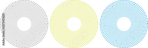 Modern Dotted Gradient Background Set, Geometric Halftone Dot Dispersion Vector Illustration