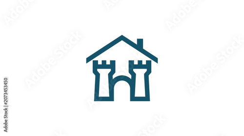 Minimalist icon of a house with castle towers.