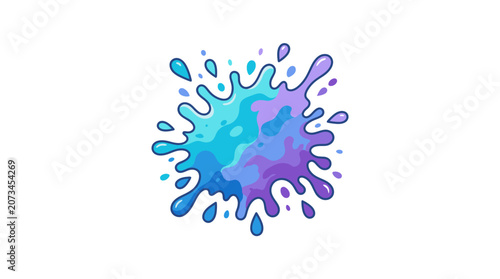 A vibrant blue and purple liquid splash on white background