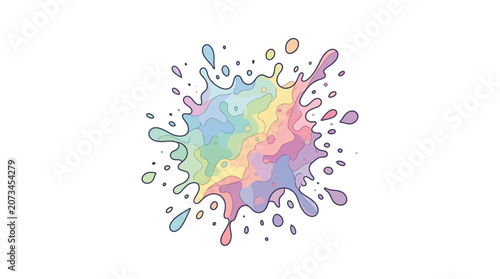 A vibrant multicolored paint splash isolated on a white background