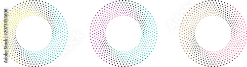 Seamless Halftone Gradient Dots, Abstract Dot Spray Effect and Horizontal Geometric Pattern Vector. Abstract Dotted Halftone Background Bundle, Smooth Gradient Dot Texture and Seamless Vector 