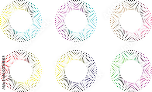 Seamless Halftone Gradient Dots, Abstract Dot Spray Effect and Horizontal Geometric Pattern Vector. Abstract Dotted Halftone Background Bundle, Smooth Gradient Dot Texture and Seamless Vector 