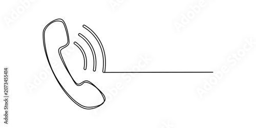 Tableau sur toile Continuous single line drawing of a telephone handset receiver ringing with soun