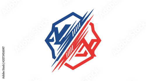 A modern abstract geometric logo design on a white background