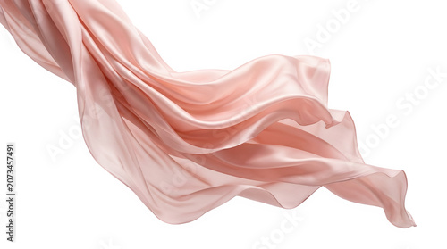Elegant pink flowing silk fabric wave isolated on transparent background
