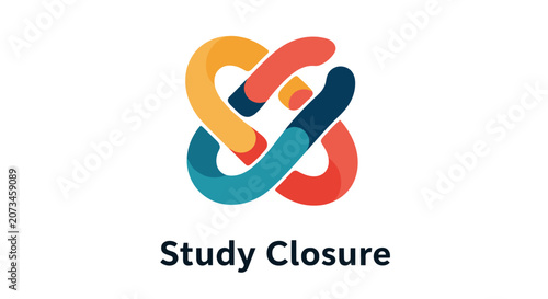 Study Closure Abstract Icon with Interconnected Colorful Loops