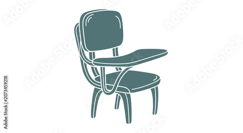 Vintage Style School Desk Chair Vector Icon