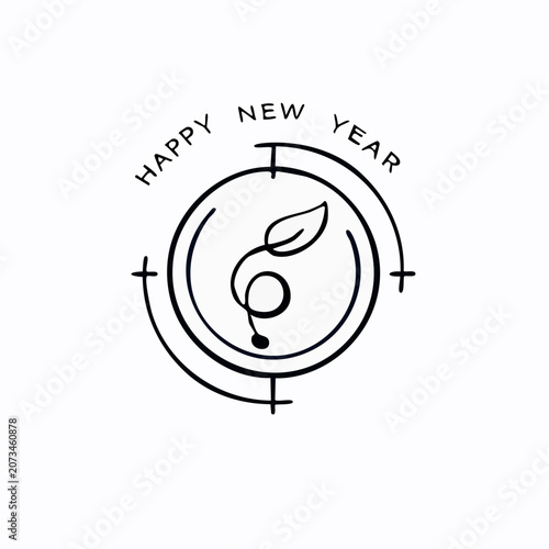Minimalist Happy New Year greeting card design.