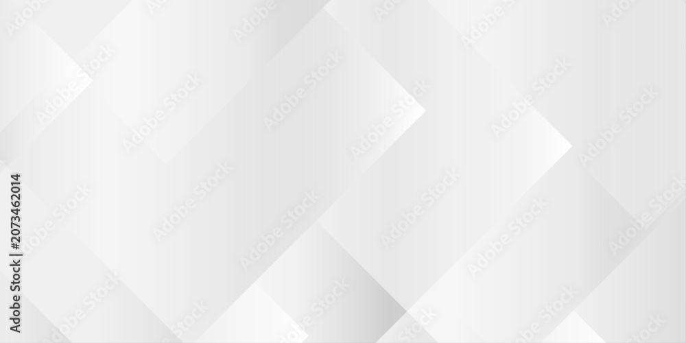 Fototapeta premium Abstract white and gray geometric background with overlapping gradient square shapes creating a modern texture. Overlapping translucent squares, subtle gradients, and sharp geometric lines