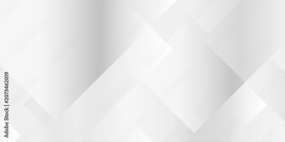Fototapeta premium Abstract white and gray geometric background with overlapping gradient square shapes creating a modern texture. Overlapping translucent squares, subtle gradients, and sharp geometric lines