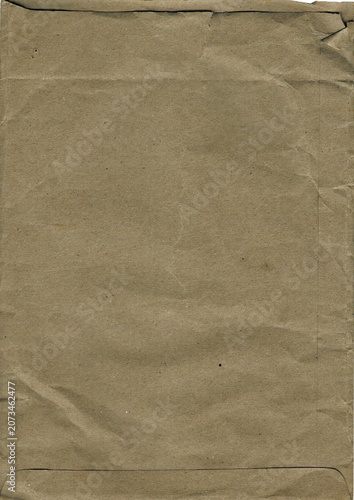 Blank wrinkled brown craft paper envelope