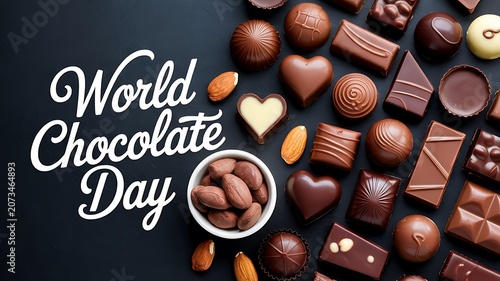 World chocolate day arrangement with assorted chocolates and almonds