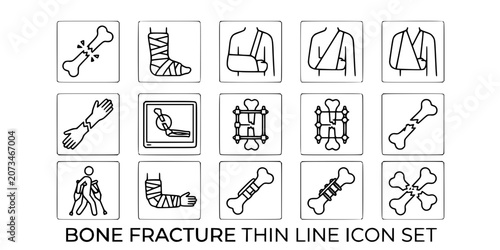 Cuadro en lienzo Bone fracture thin line icon . Editable stroke . Vector .