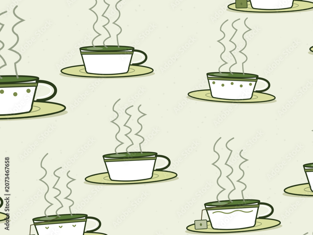 Obraz premium Afternoon Tea Cups Steam Pattern Design