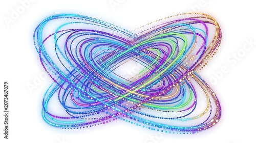 Abstract swirling elliptical light rings with glowing particles and rainbow colors abstract particle futuristic isolated mystical creative movement