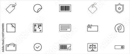 Minimal Line Art Office and Technology Icons Set Flat Design Vector Illustration