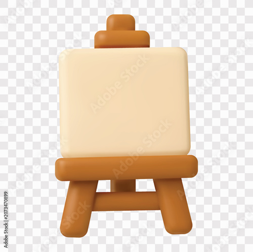 Painting Supplies Vector Icon Set | 3D icon set | wooden easel and blank canvas