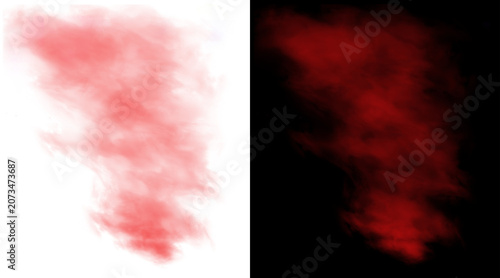 Bild auf Leinwand Red smoke cloud texture on white and black background, ethereal crimson mist ove