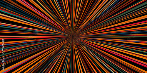 Tableau sur toile Abstract Orange Yellow Fractal Sunburst Burst with Colorful Rays and Starburst V