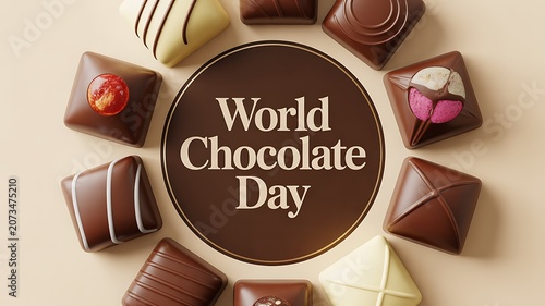 World chocolate day celebration with assorted gourmet chocolates arrangement