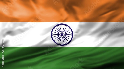 India Flag Waving Animation Background Indian National Symbol Ashoka Chakra Fabric Close Up Video